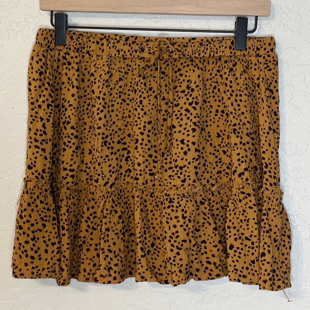 Cotton On Leopard Print Ruffled Mini Skirt Size Medium
